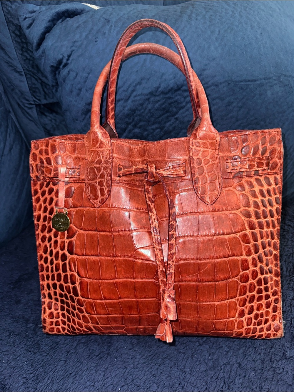 Dooney & Bourke Croc-Embossed Leather Tote in Cognac